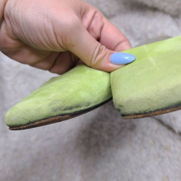 Coach Vintage Light‎ Green Suede Square Toe Slide Mules size 6.5 - Picture 4 of 8